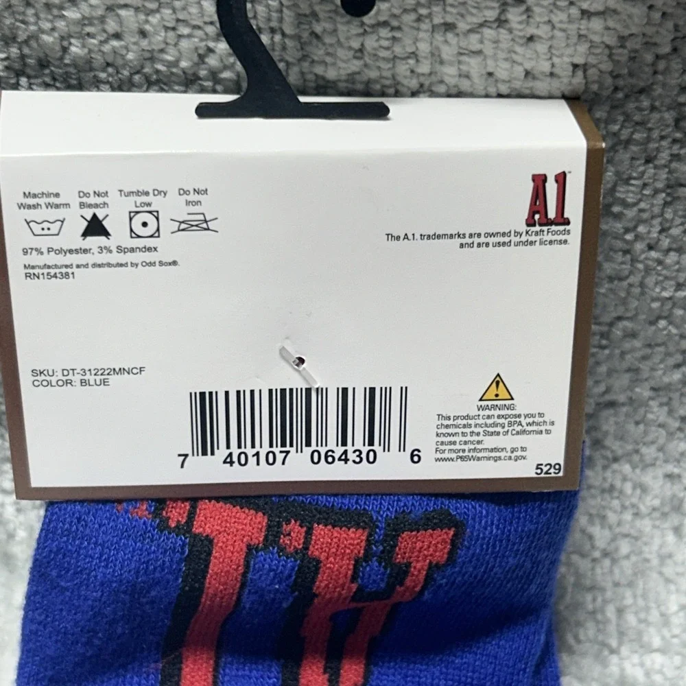 A1 STEAK SAUCE Mens Crew Socks 1 Pair Size 6-12 Blue New